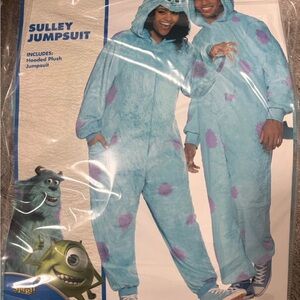Sulley Monsters Inc Hooded Plush Jumpsuit - Adult L/XL